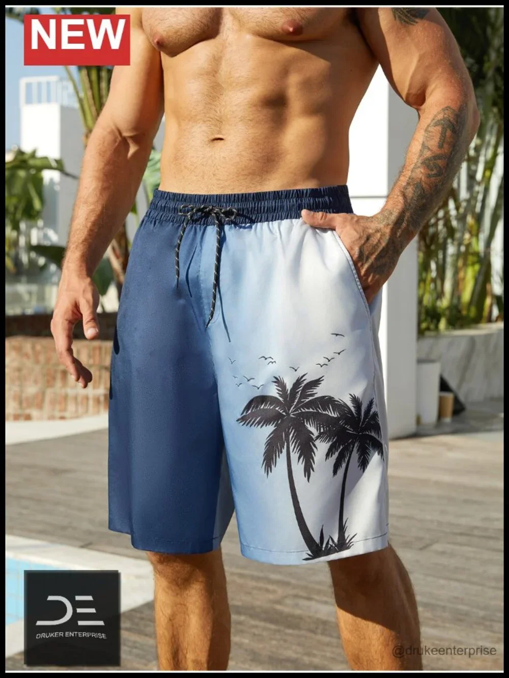 Men's Swim Trunks Quick Dry Board Shorts Mesh Lining with Pockets